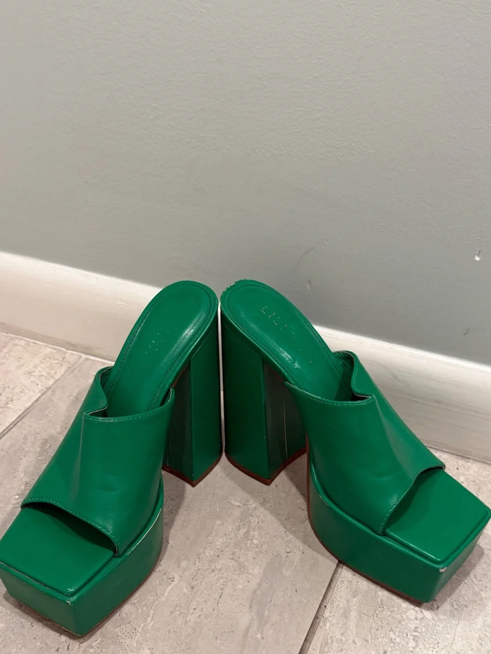 Emerald Green Platform Mule Heels